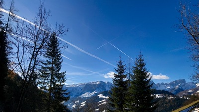 Smoking trails criss-crossing